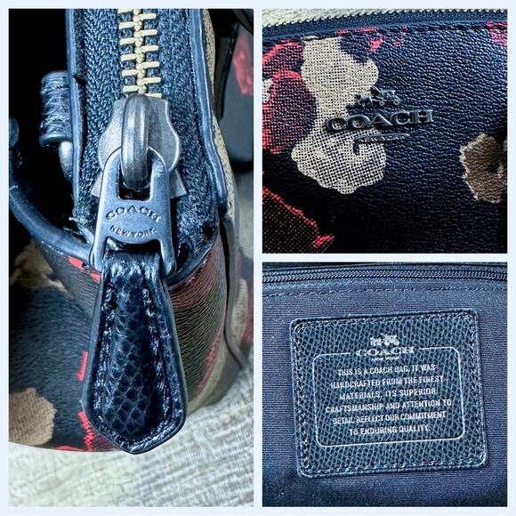 Coach Mini Christie poppy black floral print crossbody satchel carryall bag - Picture 7 of 8